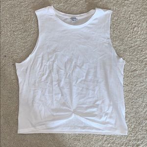 Casual White high Neck Tank Top